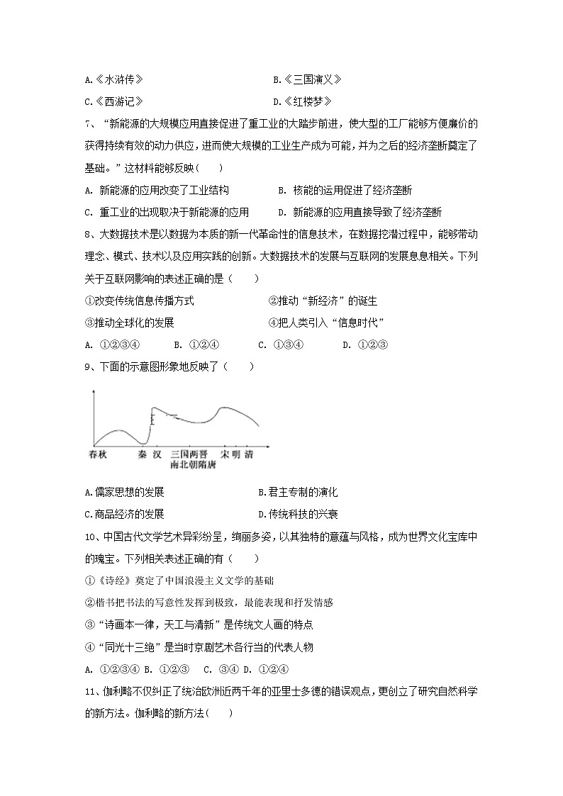【历史】吉林省白山市抚松县第六中学2019-2020学年高二上学期期中考试试卷02