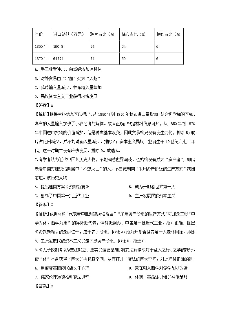【历史】江苏省南通市启东市2019-2020学年高二下学期期初考试试题（解析版）03