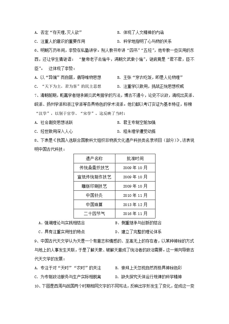 【历史】山西省晋中市祁县中学校2019-2020学年高二11月月考试卷02