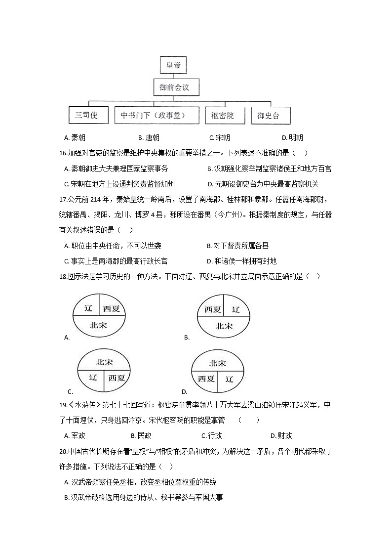 【历史】宁夏青铜峡市高级中学2019-2020学年高二上学期第一次月考试题03