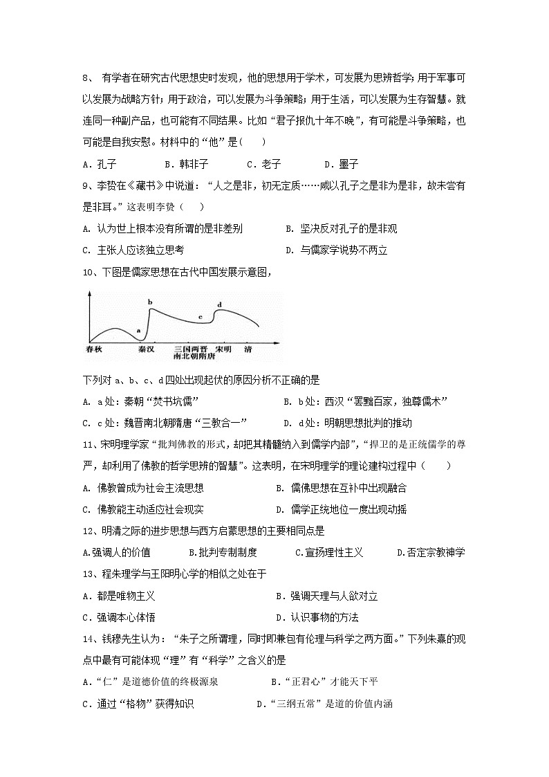 【历史】贵州省遵义航天高级中学2019-2020学年高二上学期第一次月考（理）试题第2页