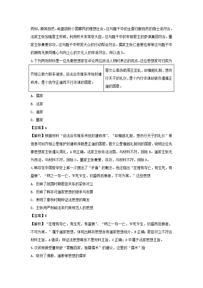 【历史】安徽省淮南市第一中学2019-2020学年高二上学期第一次创新班周测试题（解析版）02