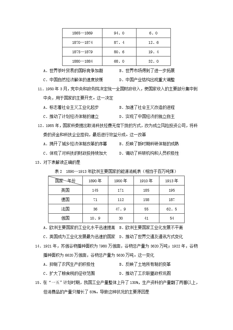 【历史】吉林省吉林市舒兰市第一高级中学校2020-2021学年高二上学期第一次月考试卷第3页