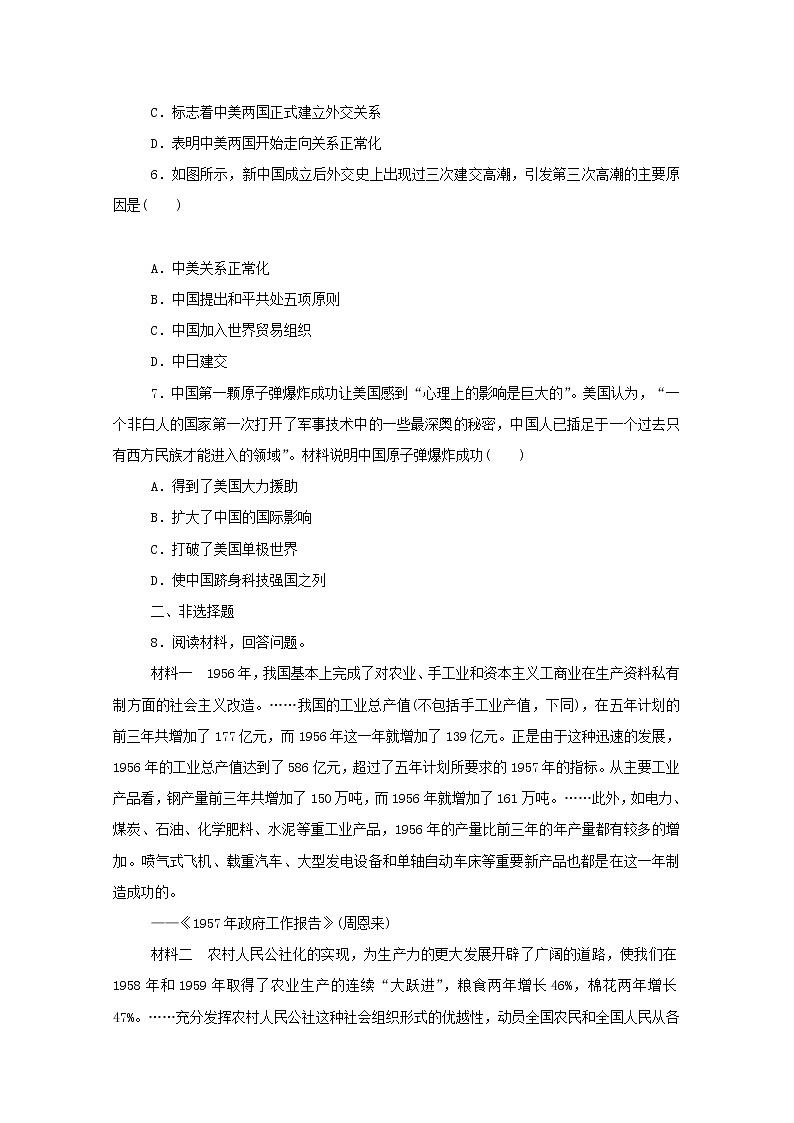 新教材高中历史第九单元中华人民共和国成立和社会主义革命与建设第27课社会主义建设在探索中曲折发展课时作业 人教版必修中外历史纲要上 9 练习02