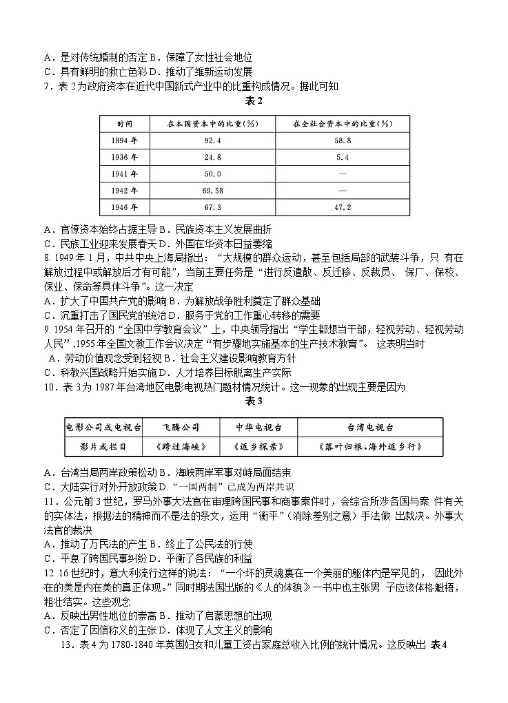 广东省湛江市2021届高三上学期11月调研测试 历史(含答案)02