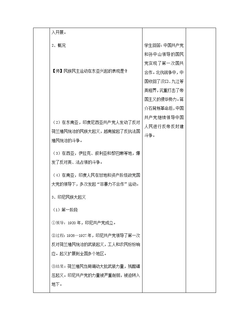 16亚非拉民族民主运动的高涨 教学设计（表格式）03