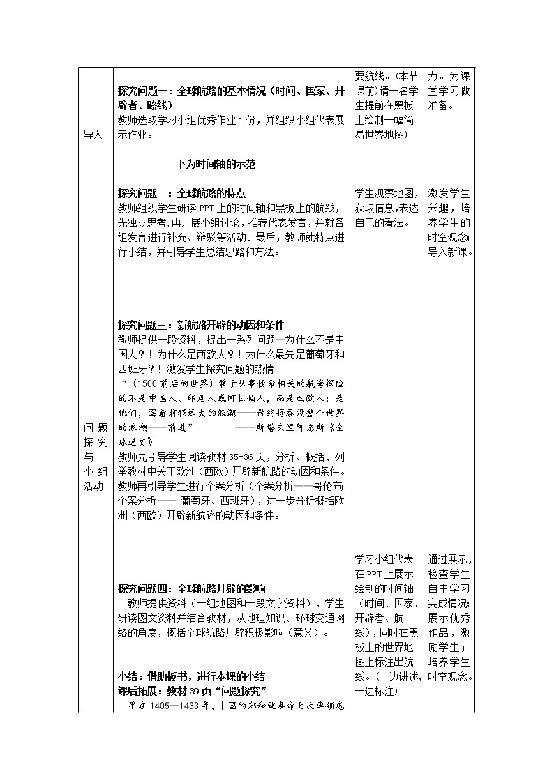 2019-2020学年部编版必修《中外历史刚要》下 第6课 全球航路的开辟 教案303