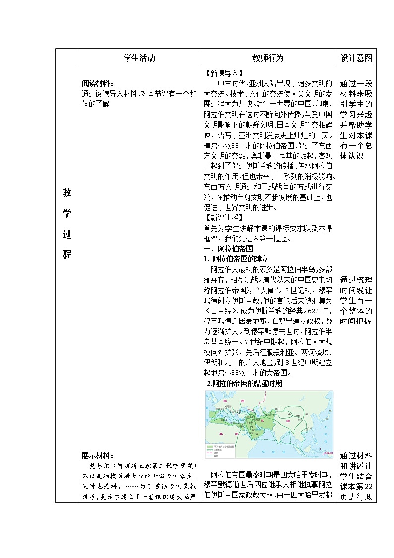 2019-2020学年部编版必修下册：第4课 中古时期的亚洲【教案】502