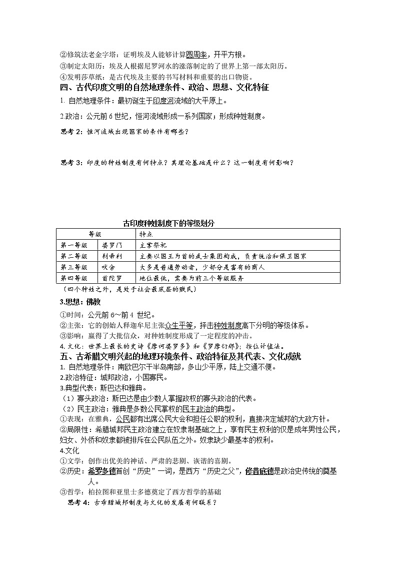 2019-2020学年部编版必修下册：第1课 文明的产生与早期发展【学案】202