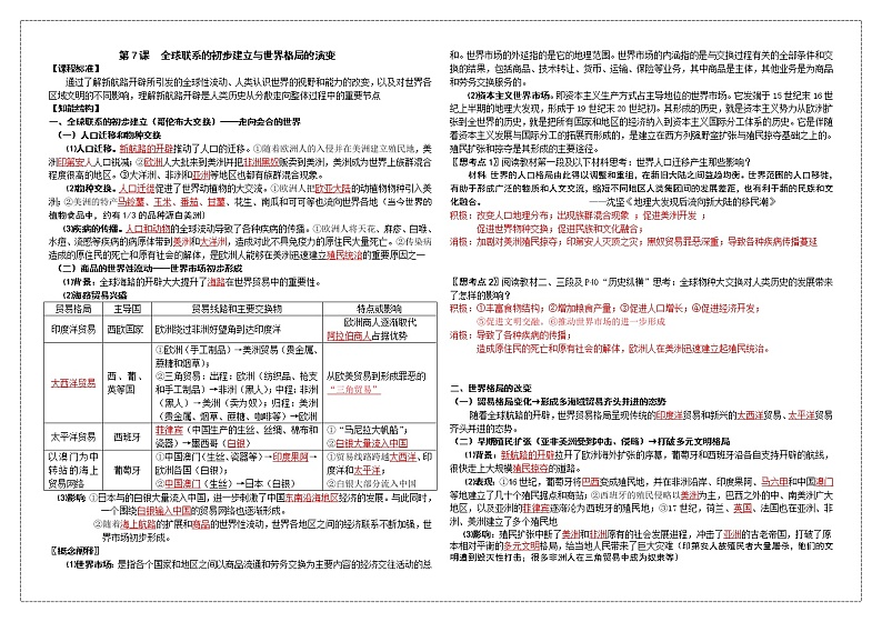 2019-2020学年部编版必修下册：第7课  全球联系的初步建立与世界格局的演变（学案）第1页