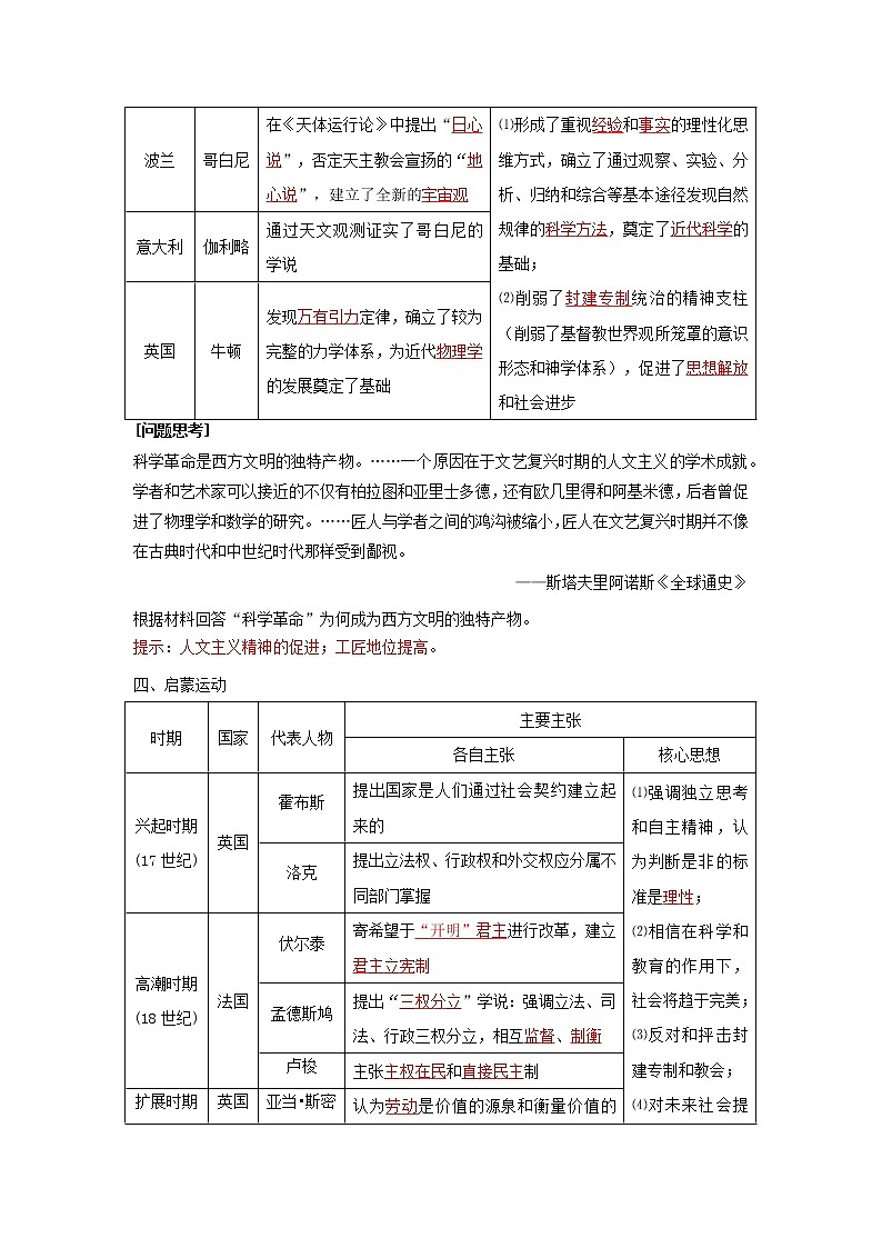 2019-2020学年部编版必修下册：第8课 欧洲的思想解放运动（学案）03