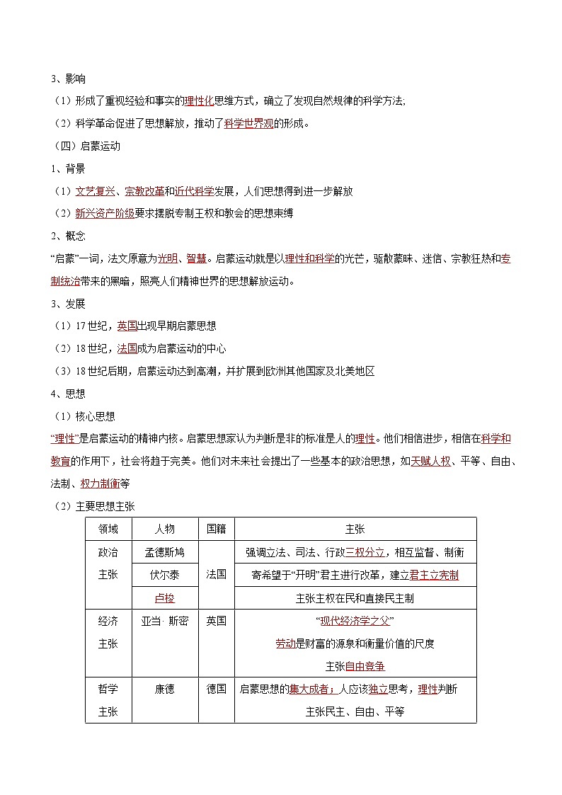 2019-2020学年部编版必修下册：第8课 欧洲的思想解放运动（学案）03