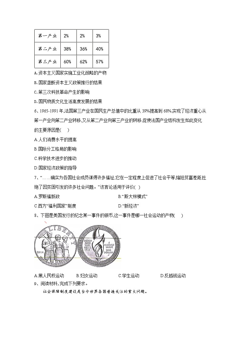 2019-2020学年部编版必修下册：第19课 资本主义国家的新变化 作业 练习02
