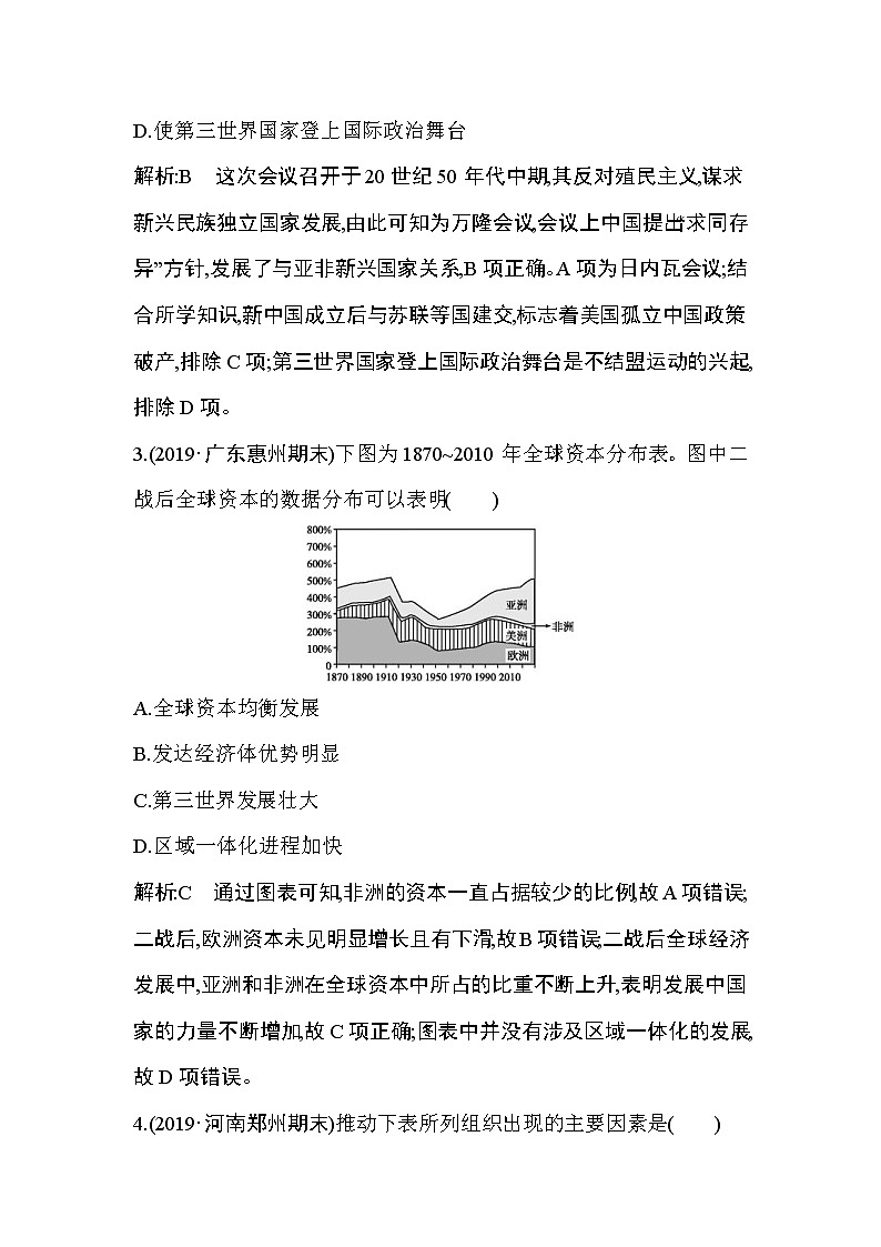 2019-2020学年部编版必修下册：第21课　世界殖民体系的瓦解与新兴国家的发展 （作业） 练习02