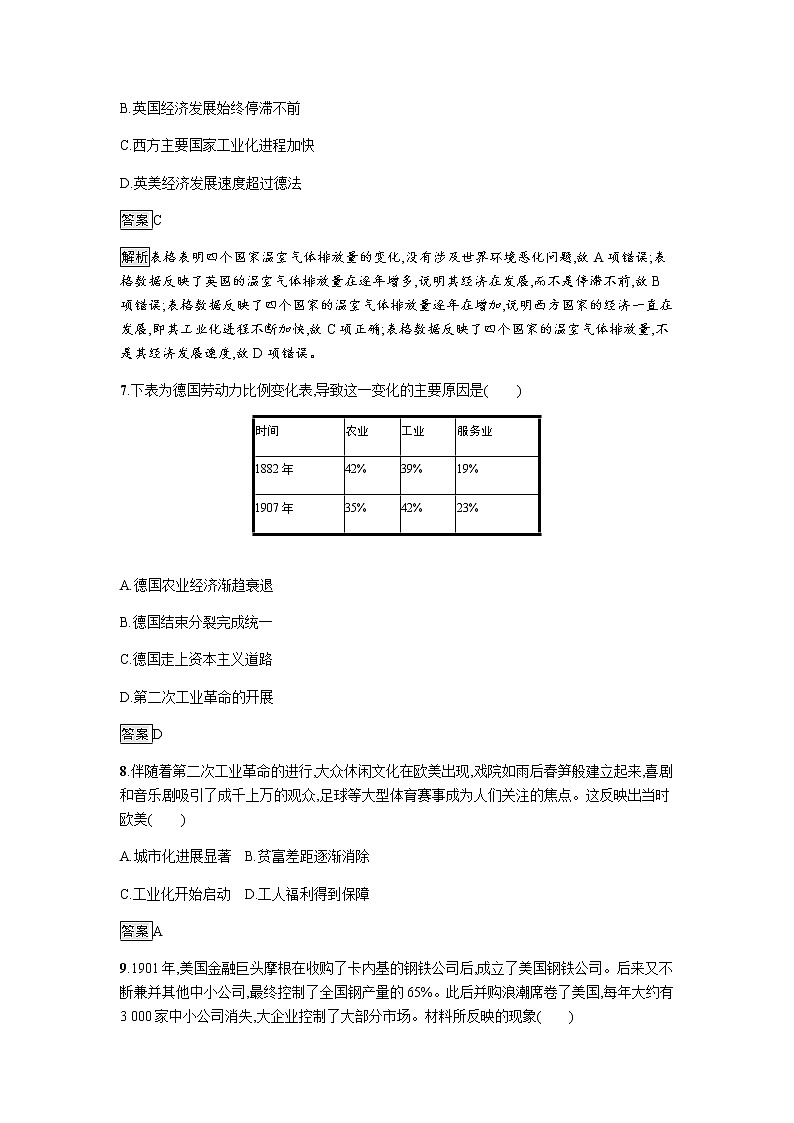 2019-2020学年部编版必修下册：第10课 影响世界的工业革命 作业2 练习03