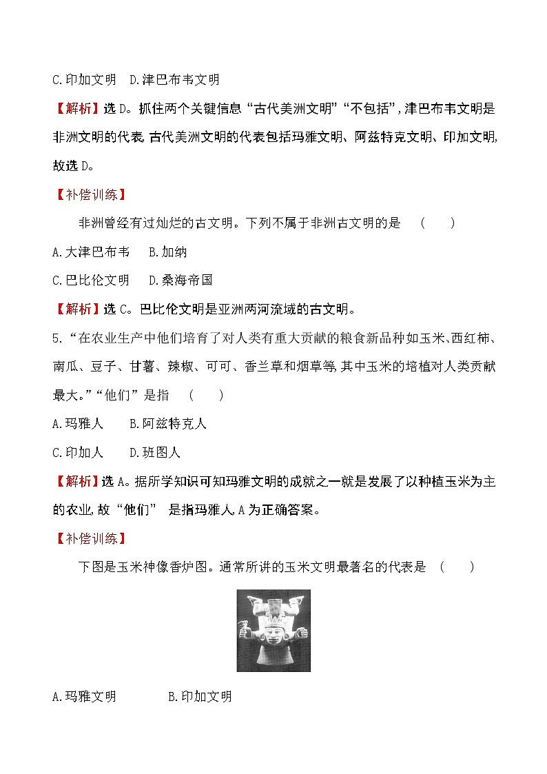 2019-2020学年部编版必修下册：第5课 古代非洲与美洲（课堂作业）02