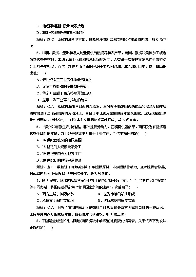 2019-2020学年部编版必修下册：第（十二）课  资本主义世界殖民体系的形成（作业） 练习02