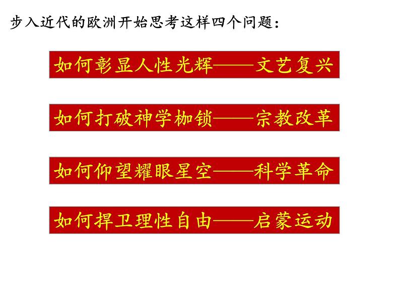 2019-2020学年历史新教材部编版必修中外历史纲要下 第8课 欧洲的思想解放运动 课件（33张）第2页