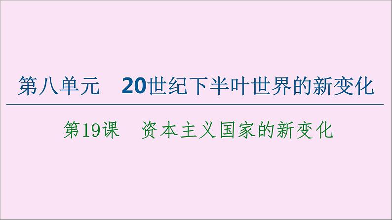 2019-2020学年高中历史人教版必修《中外历史纲要》下册第8单元20世纪下半叶世界的新变化第19课资本主义国家的新变化 课件01