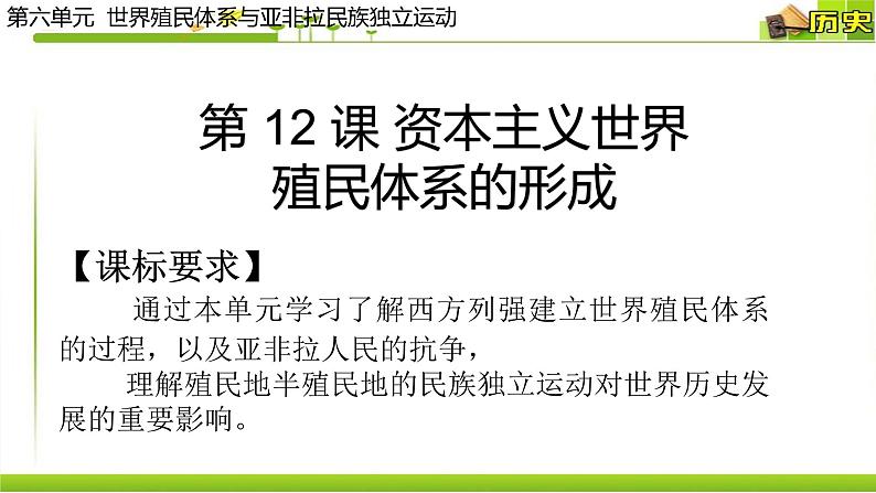 2019-2020学年历史新教材部编版必修中外历史纲要下 第12课资本主义世界殖民体系的形成 课件（20张）第1页