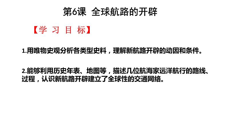 2019-2020学年新教材部编版必修中外历史纲要下 第6课全球航路的开辟 课件（36张）02