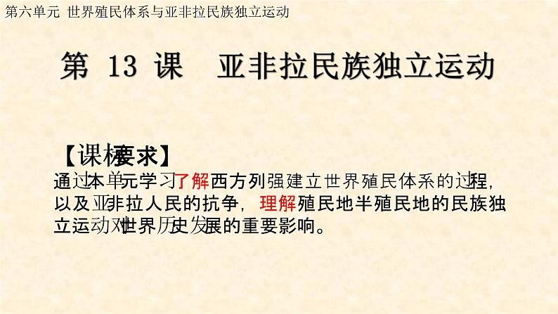 2019-2020学年部编版必修下册：第13课 亚非拉民族独立运动【课件】（21张）第1页