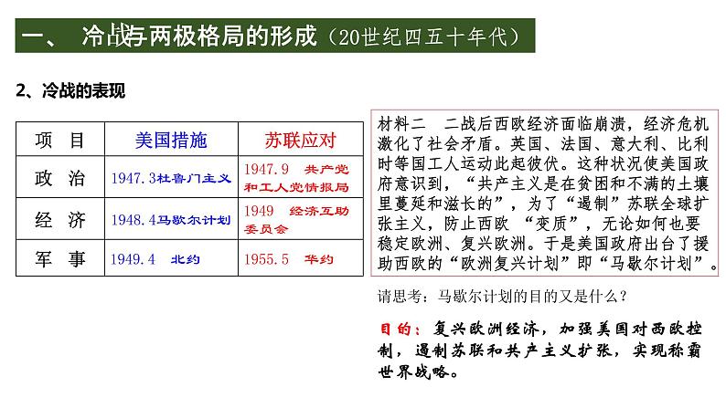 2019-2020学年部编版必修下册：第18课 冷战与国际格局的演变【课件】（20张）07