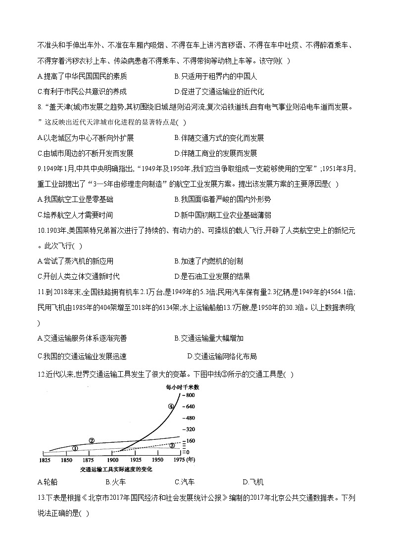 2021春人教统编版高中历史选择性必修2 经济与社会生活 第13课 现代交通运输的新变化 学案03