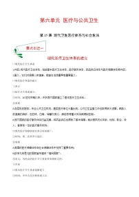 高中历史人教统编版选择性必修2 经济与社会生活第六单元 医疗与公共卫生第15课 现代医疗卫生体系与社会生活优秀导学案及答案