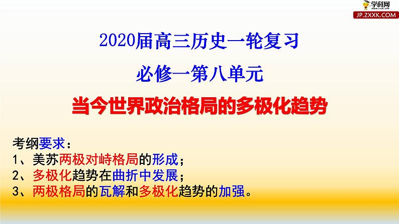 专题08 当今世界政治格局的多极化趋势-2021届高考历史一轮复习课件(人教版)01