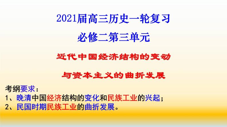 专题11 近代中国经济结构的变动与资本主义的曲折发展-2021届高考历史一轮复习课件(人教版)01