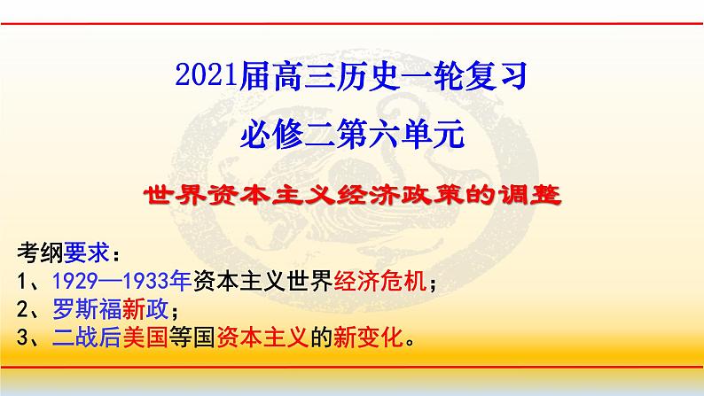 专题14 世界资本主义经济政策的调整-2021届高考历史一轮复习课件(人教版)01