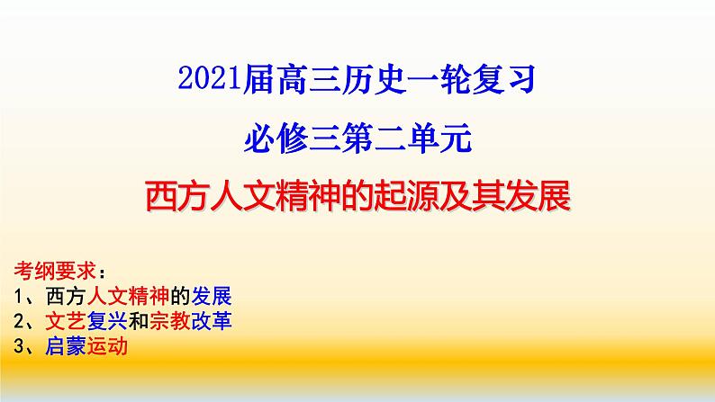 专题16 西方人文精神的起源及其发展 -2021届高考历史一轮复习课件(人教版)01