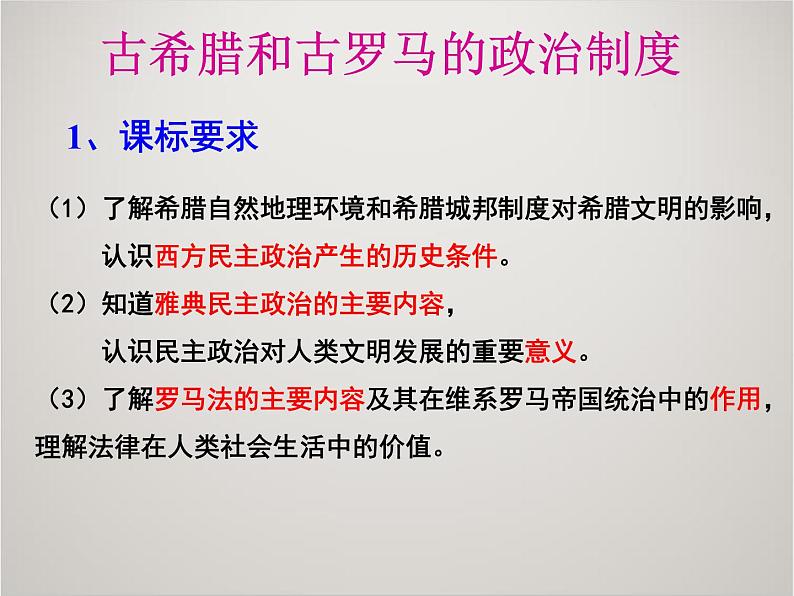 人教版高中历史必修1课件：第二单元 古代希腊和罗马的政治制度复习201