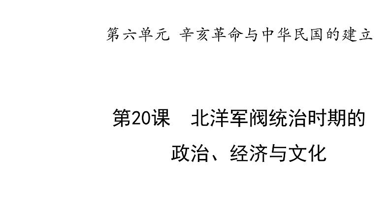 教学课件：第20课+北洋军阀统治时期的政治、经济、文化（2）第1页