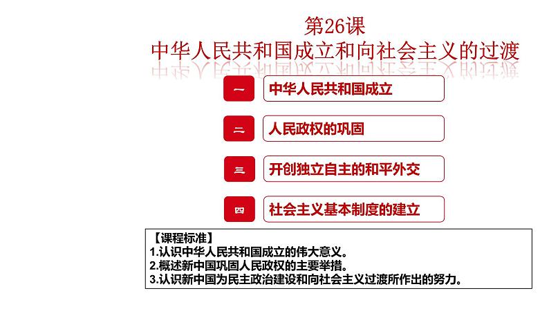 教学课件：第26课+中华人民共和国成立和向社会主义过渡（1）第1页