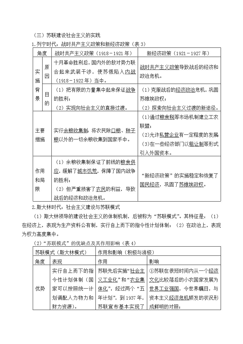 统编版（2019）高中历史必修中外历史纲要下-第15课(学案)十月革命的胜利与苏联的社会主义实践03