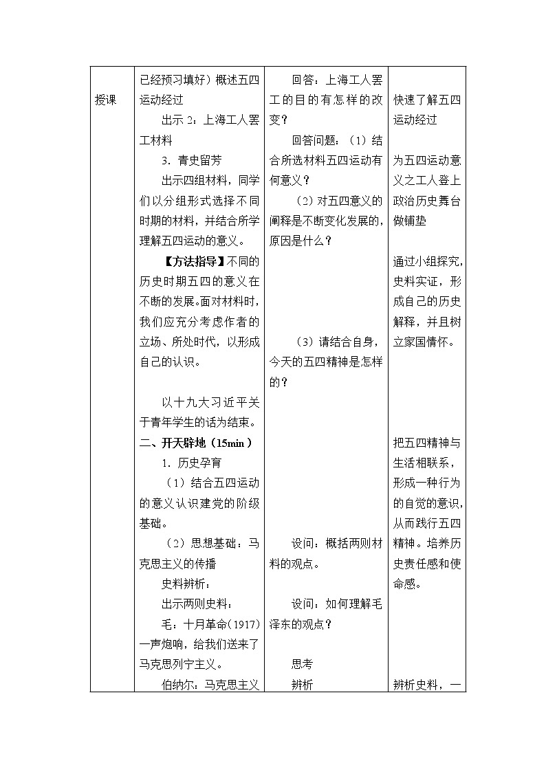 高中历史统编版（2019）必修中外历史纲要上(教案)五四运动与中国共产党的诞生03