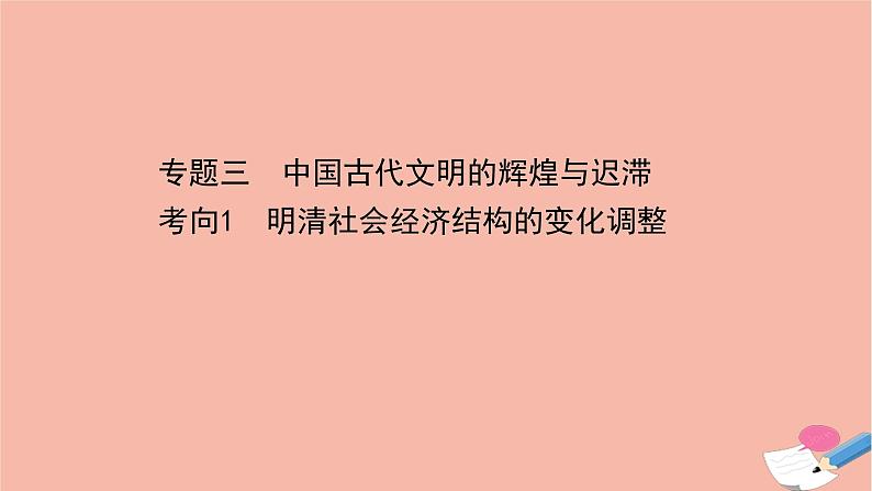 山东专用2021届高考历史二轮考前复习第一篇必备知识制胜高考的11个硬核必考专题专题三考向1明清社会经济结构的变化调整课件01