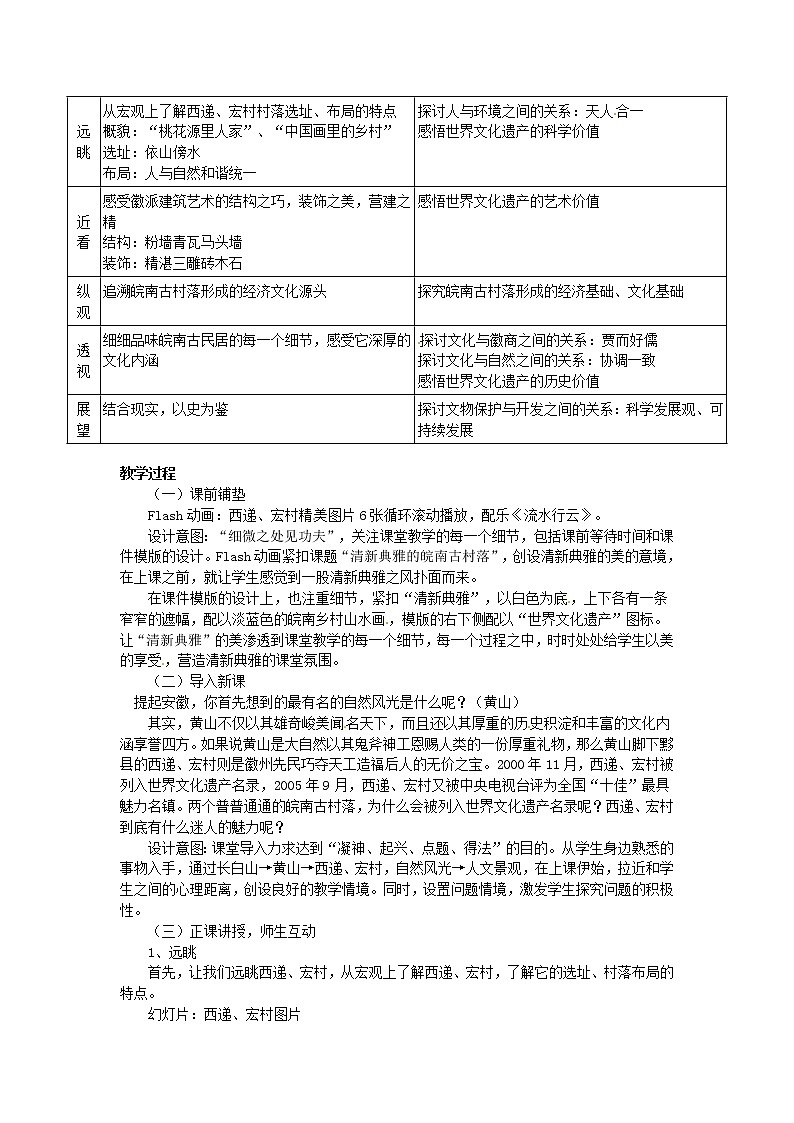 【人教版】高中历史选修六：7.2《清新典雅的皖南古村落》教案02