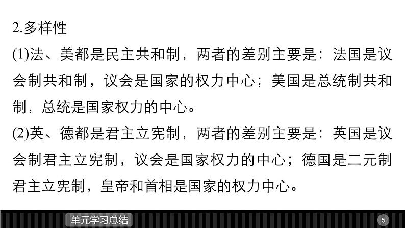 高中历史（人教版选修二）课件：第4单元 构建资产阶级代议制的政治框架  单元学习总结课件05