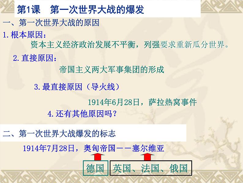 1.1《第一次世界大战的爆发》优质课件 PPT新人教版选修302