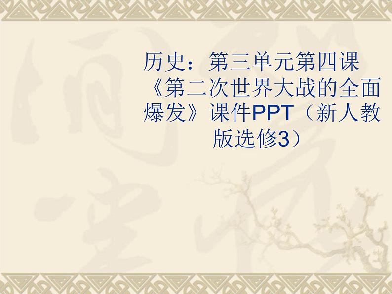 3.4《第二次世界大战的全面爆发》课件 新人教版选修301