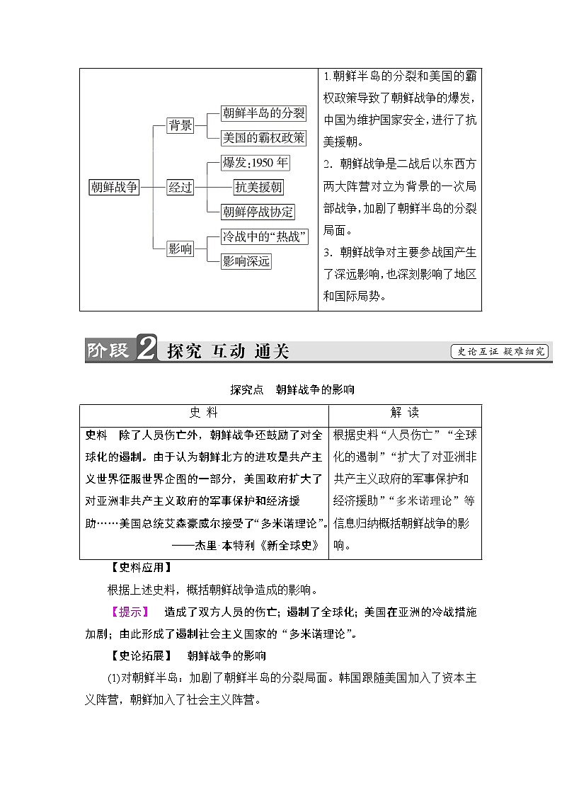 高二历史人教选修3学案：第5单元-第1课 朝鲜战争 Word版含解析03