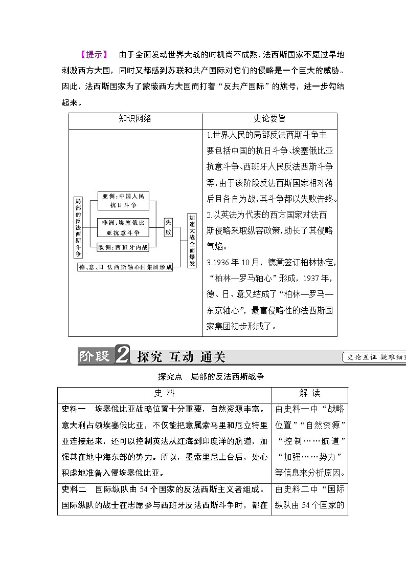 高二历史人教选修3学案：第3单元-第2课 局部的反法西斯斗争 Word版含解析03