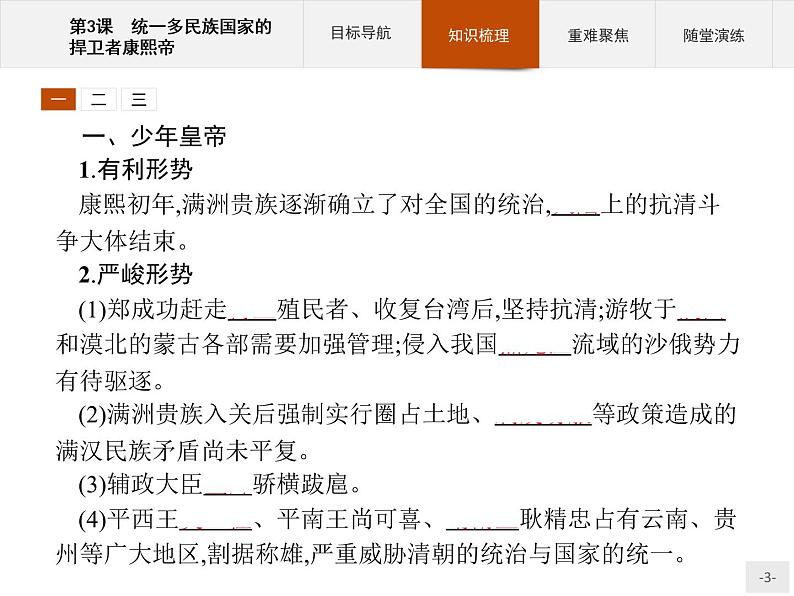 高中历史人教版选修4课件：1.3 统一多民族国家的捍卫者康熙帝课件03