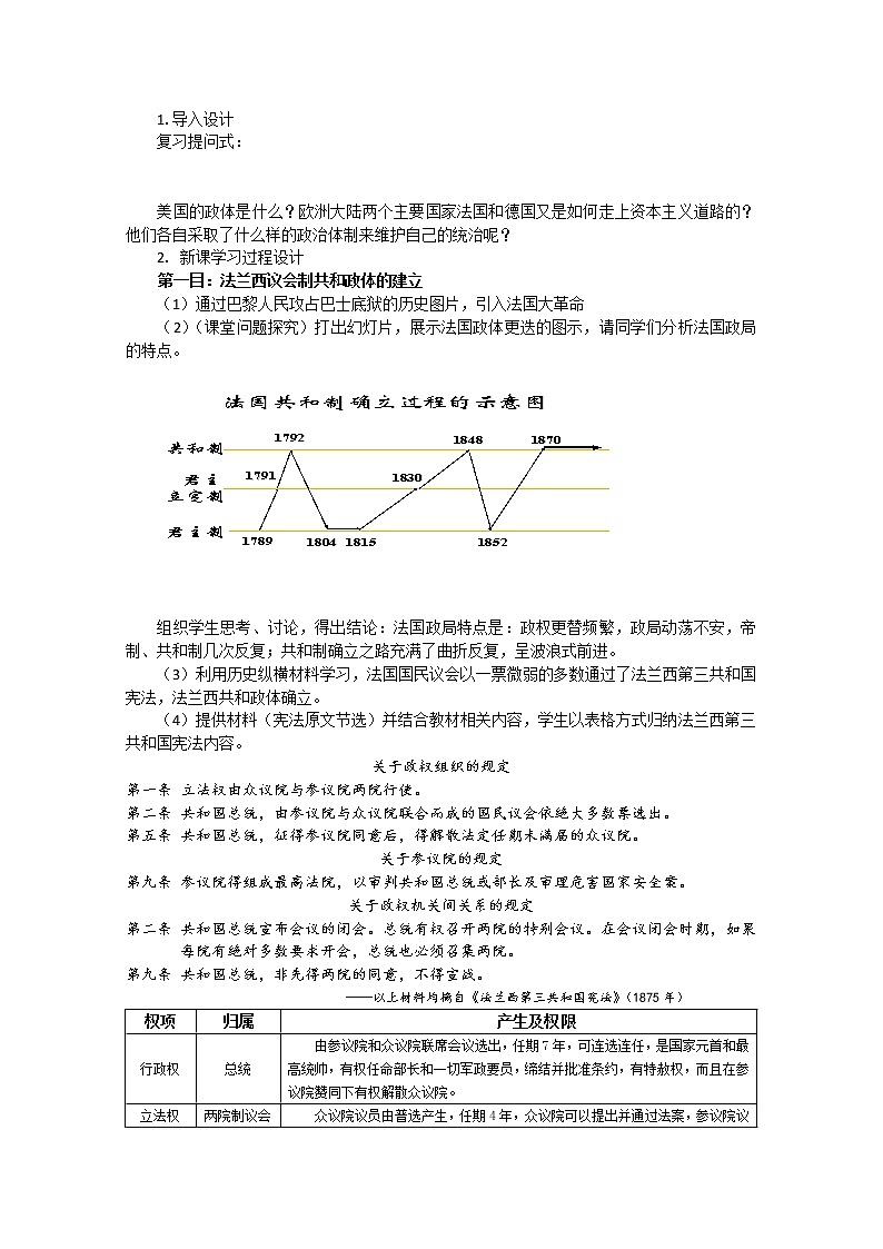 高一历史人教版必修1教案：第9课 资本主义政治制度在欧洲大陆的扩展02