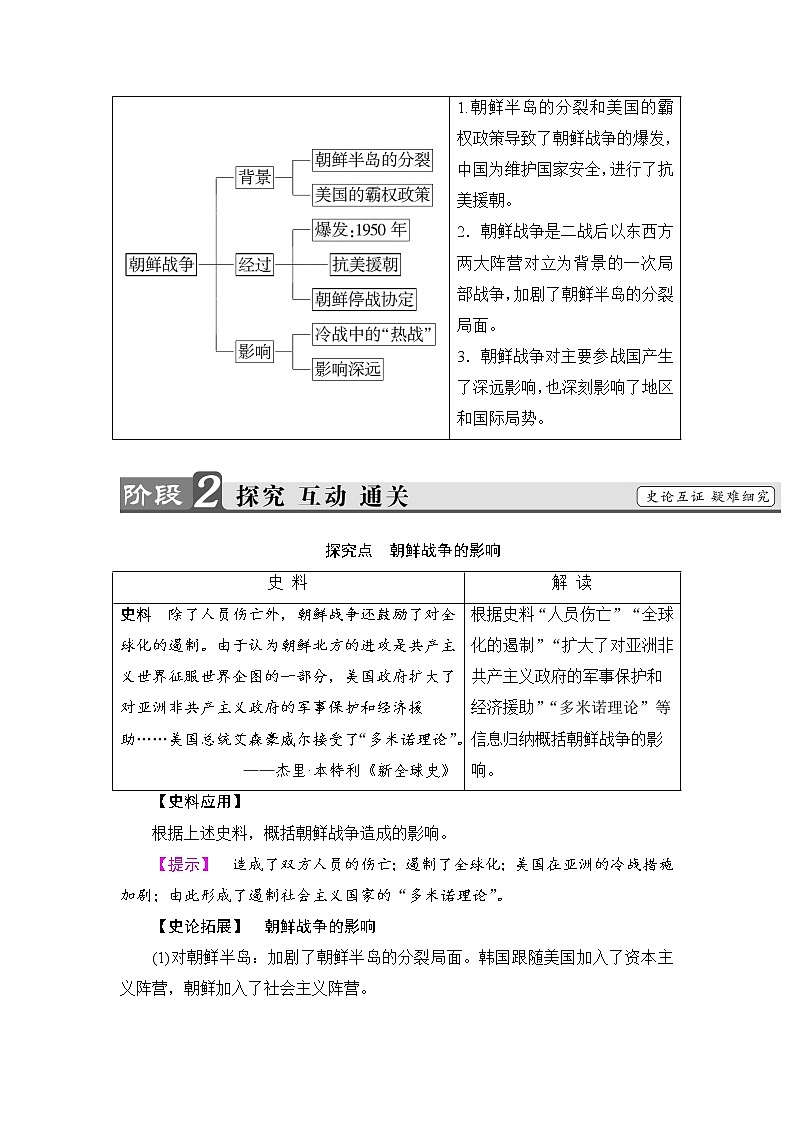 高二历史人教选修3学案：第5单元-第1课 朝鲜战争 Word版含解析03