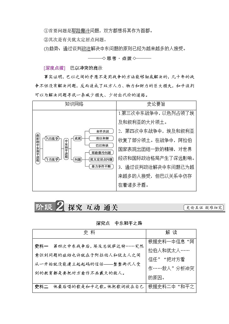 高二历史人教选修3学案：第5单元-第4课 曲折的中东和平进程 Word版含解析03