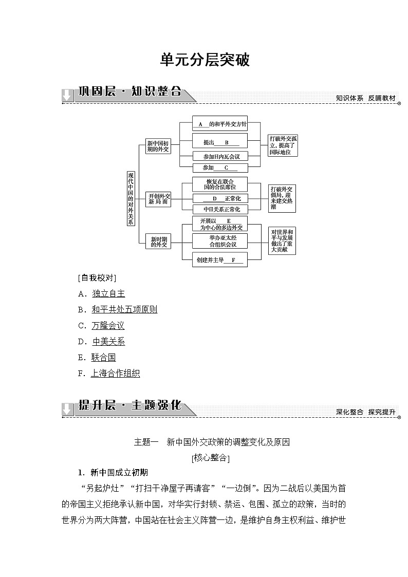 学案 2018版高中历史（人教版）必修1同步教师用书： 第7单元 单元分层突破01